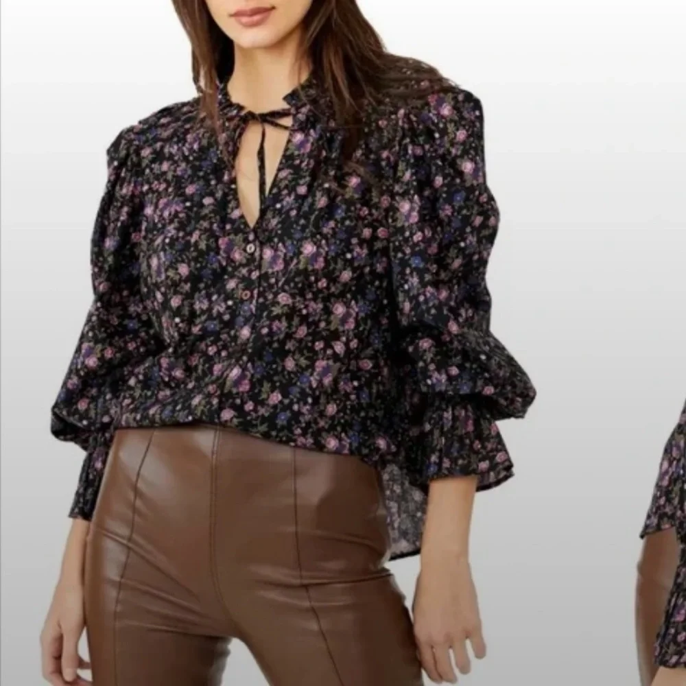 Free people meant to be floral blouse cotton size XS